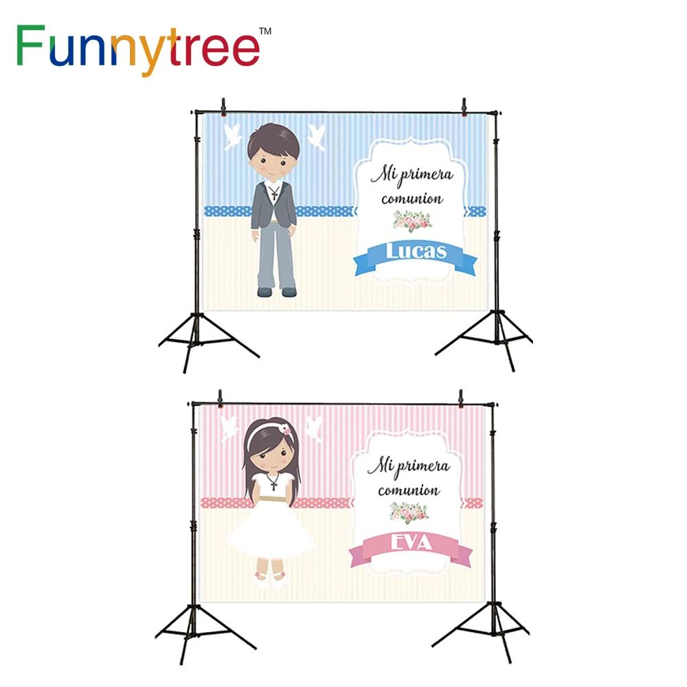 

Funnytree photography girl pink boy first communion decoration party details banner Custom Photo Backdrop Background Photocall
