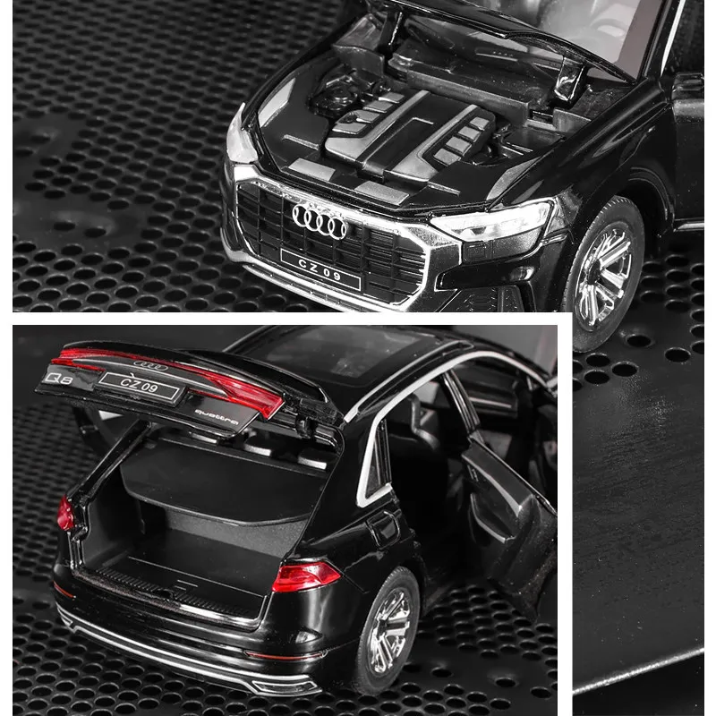 1/24 AUDI Q8 SUV Alloy Car Model Diecasts Metal Simulation Toy Vehicles Car Model Sound and Light Collection Childrens Toy Gift 3
