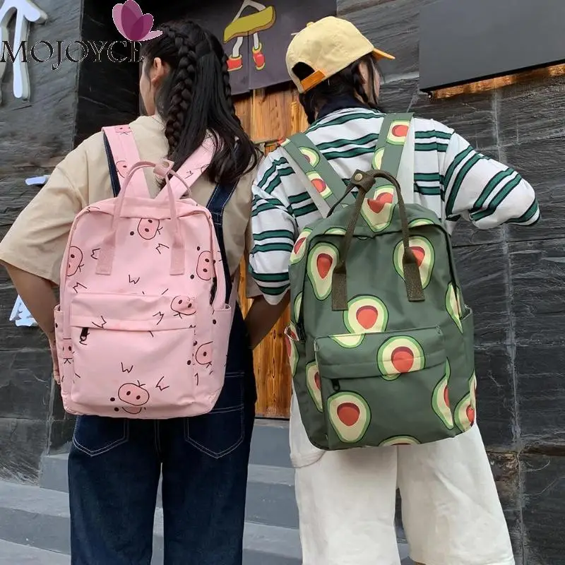

Female Fashion Big Cartoon Fruit Print Women Canvas Travel Backpacks Teen Girls Large Capacity Nylon School Shoulder Bags