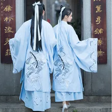 Вышивка танцевальные костюмы Hanfu для женщин и мужчин китайский праздничный наряд народное платье феи певцы рейв представление одежда DC3433