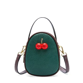 

Cute Cherry Small Round Shoulder Bag Women 2020 Embossed Leather Crossbody Bag Female Mini Black Messeng for Girls Kids GQ012