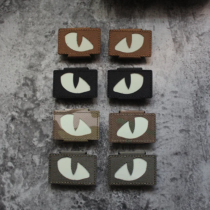 Patch Tattico Riflettente Con Occhi Di Gatto E Ricamo Militare - Morale Patch Con Chiusura A Gancio E Occhiello (nero, 8,9x2,5 Cm) - 3