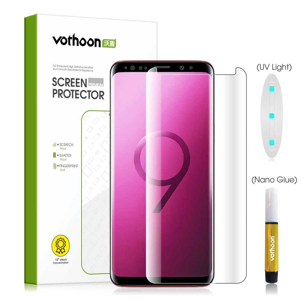 Vothoon, Защитное стекло для экрана для Samsung Galaxy S8 S9 Plus Note 8 9 3D полностью наклеиваемая поверхность с округленными изогнутыми краями закаленное с...