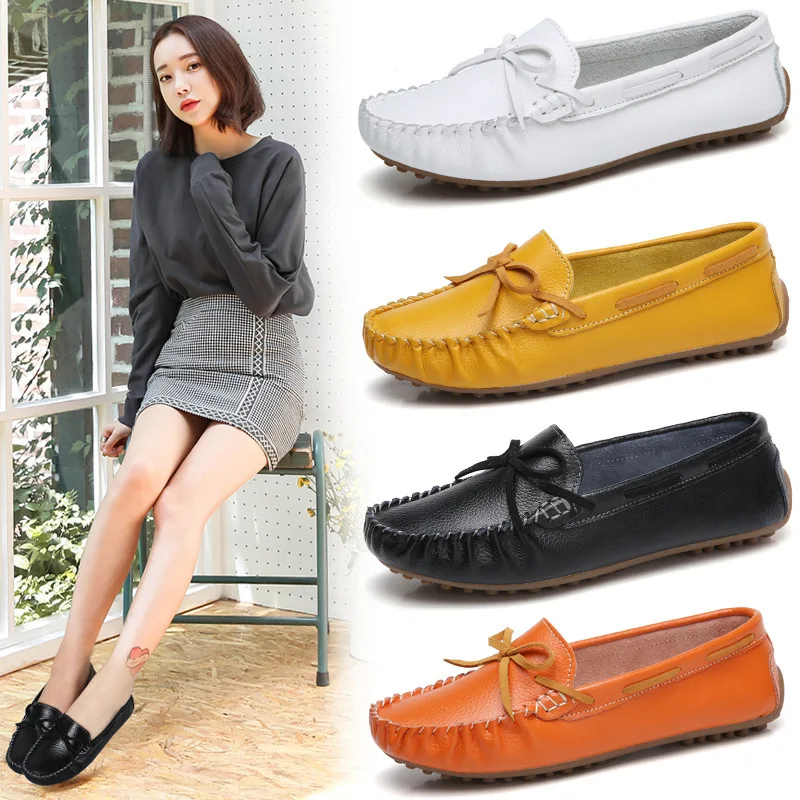 

2017 Autumn New Products Mom Trend Moccosins Genuine Leather Versatile Loafers Comfortable Slip-on MacBook WOMEN'S Shoes