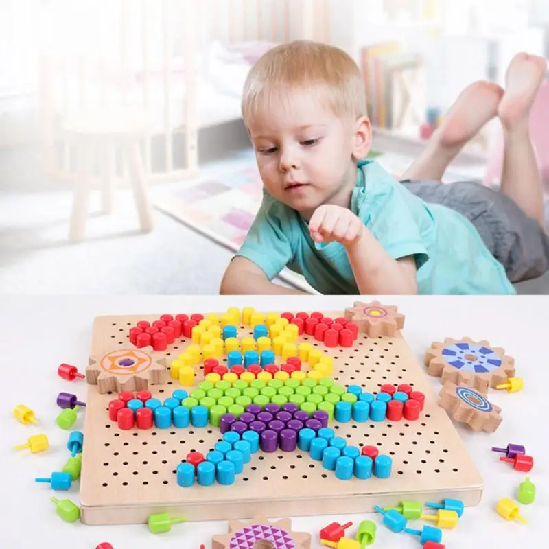 1 набор детский деревянный грибок головоломка для ногтей сборка вставляемые игрушки