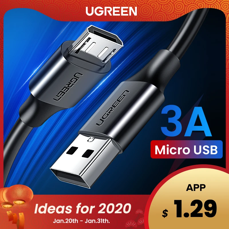 Ugreen Micro USB Cable 3A Fast Charging USB Data Cable Mobile Phone Charging Cable for Samsung Huawei HTC Android Tablet Cable