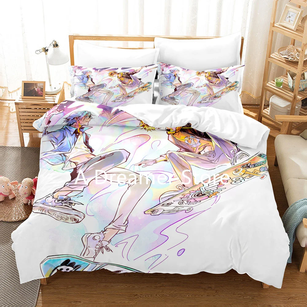 Skateboard Anime Bedding Set SK8 The Infinity Duvet Cover Boys Game Skateboard Printed Bedding Decoration Bedclothes Home