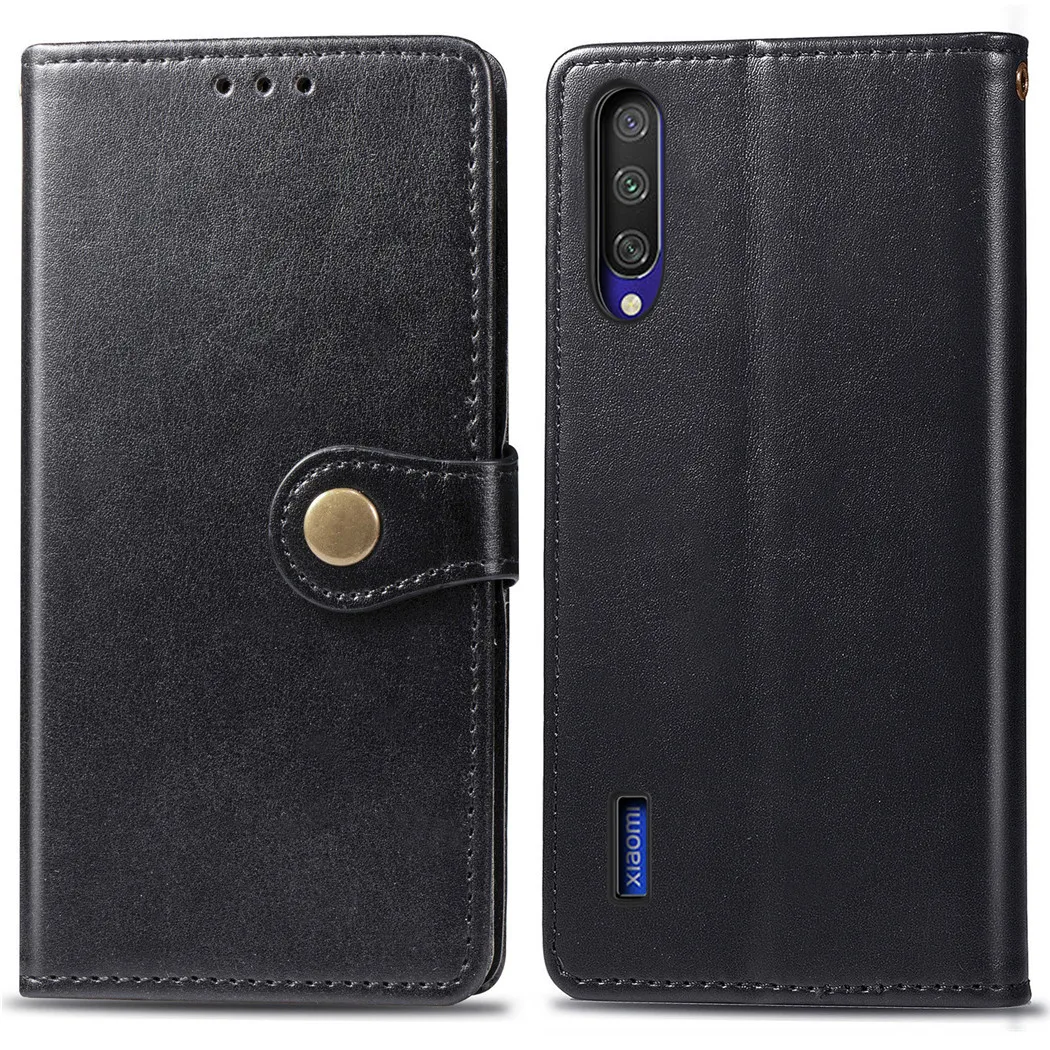 Чехол-бумажник для Xiaomi Mi 9T 9T Pro Кожаный чехол-книжка для CC9 CC9e A3 - Цвет: Черный