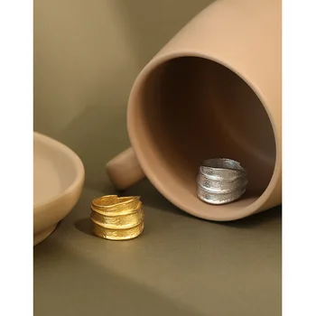 

Real 925 Sterling Silver Ring 2020 Gorgeous Gold Width Surface Rings For Women Big Ring 925 Silver Jewelry Bague Femme