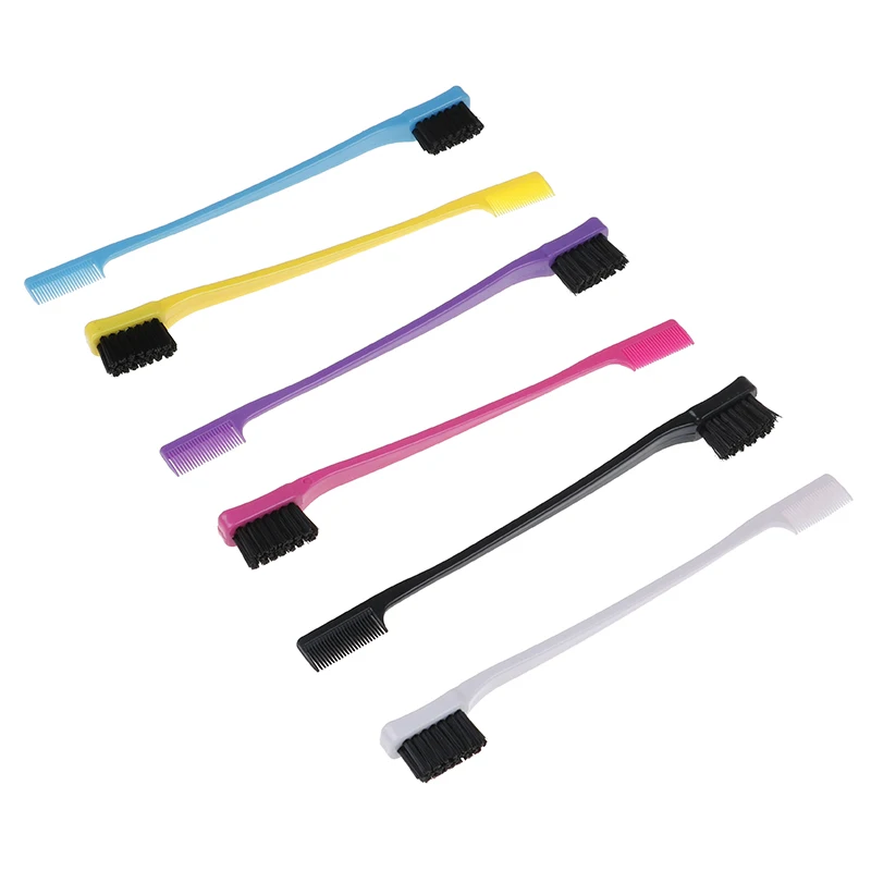 3pcs Double Sided Edge Brushes Hair Comb Eyebrow Eyelash Comb Hair Styling Hairdressing Salon Hair Comb Brushes Random Color