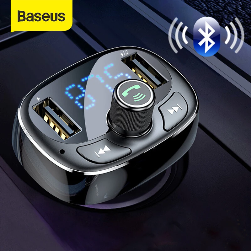 Baseus FM передатчик Bluetooth Handsfree автомобильный комплект аудио MP3 плеер с 3.4A двойной USB