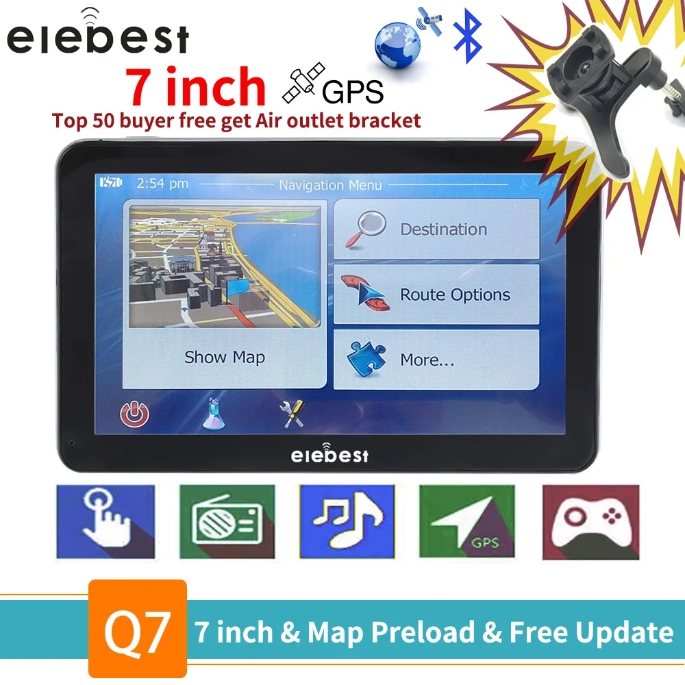 Цена Elebest font b gps b font навигация 7 дюймов сенсорный экран font b gps b font навигатор автомобиль грузовик font b gps b font Sat Nav BHT опционально Европа и т. д. карты бесплатное обновление