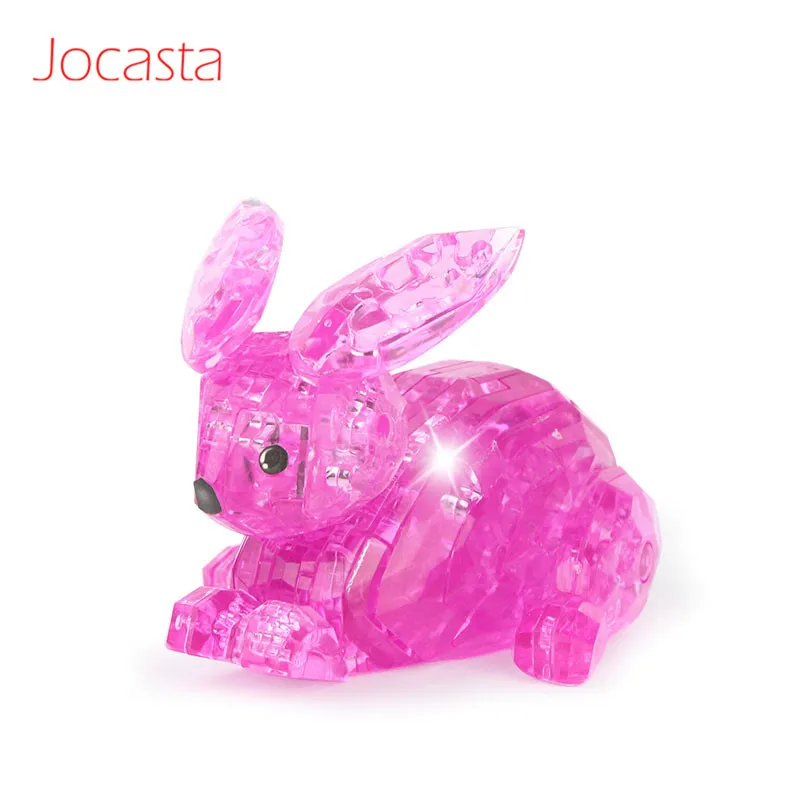 3d Кристалл Головоломка Rabit DIY Милая модель Украшенные игрушки животные 3d Пазлы умная головоломка животные Рождественский подарок для девочек игрушки для детей] - Цвет: Pink