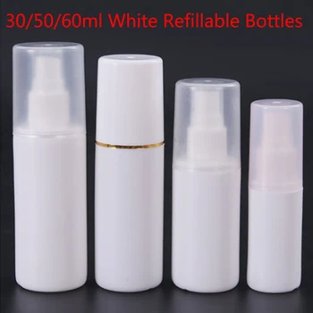 

1pc 30/60/80/100 ml Empty White Plastic Cosmetic Jar Vacuum Containers High Grade Spray Refillable Bottles
