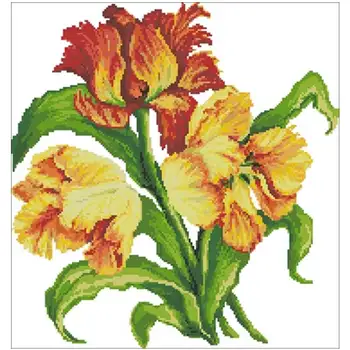 

Tulips blooming in spring patterns Counted Cross Stitch 11CT 14CT 18CT DIY Chinese Cross Stitch Kits Embroidery Needlework Sets