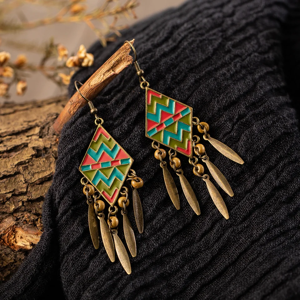 Женские и женские винтажные серьги подвески богемные этнические с кисточками