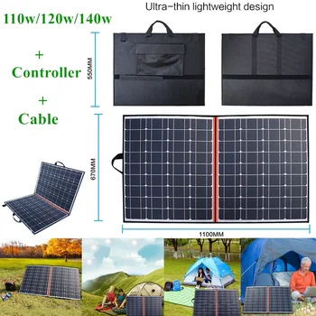 

100w/110w/120w140W/150w/200w/300w Flexible Solar Panel Portable Foldable solar Bag Mono Cell +Controller for 12v Battery Charger