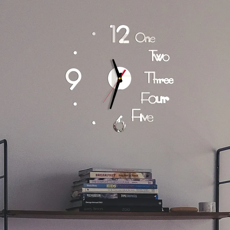 Letter Number Diy Digital Wall Clock 3d Mirror Surface Sticker Silent Clock Home Office Decor Wall Clock For Bedroom Office