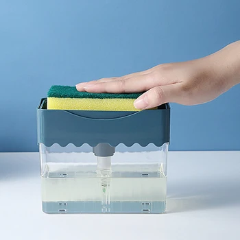 

Dish Soap Dispenser with Sponge Holder for Kitchen Instant Refill 2 in1 Bathroom Fixture Dispensador For Kitchen Bathroom