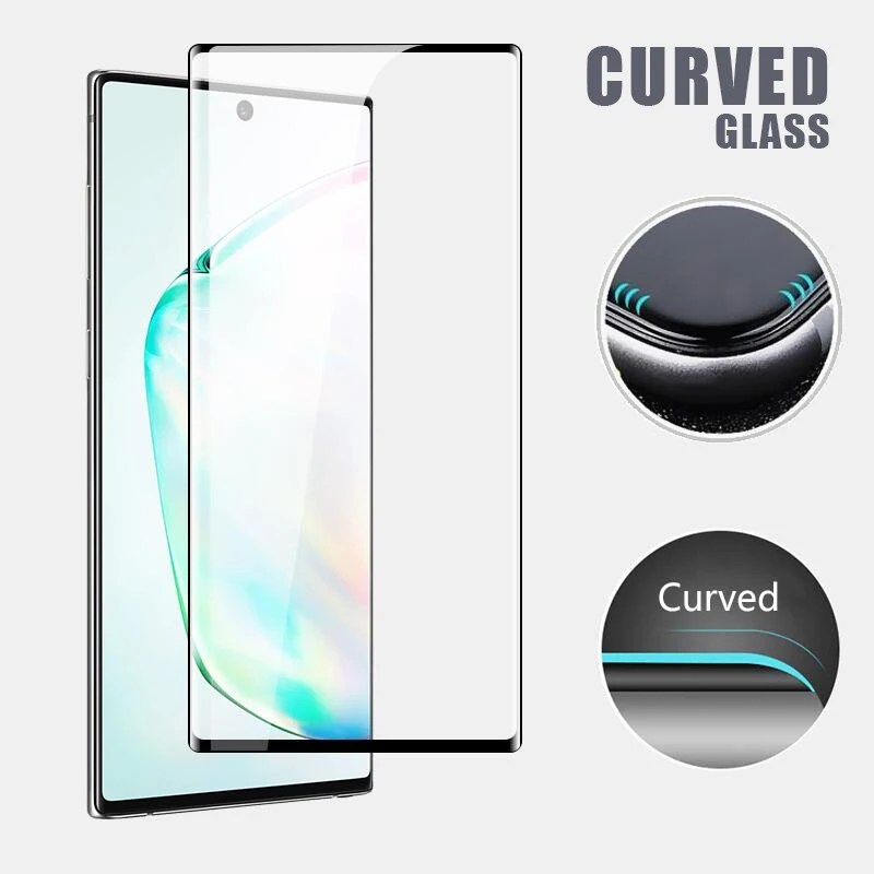 

Curved for note 10 plus pro screen protector tempered glass Full glue protective film for samsung galaxy note 8 9 10 glass