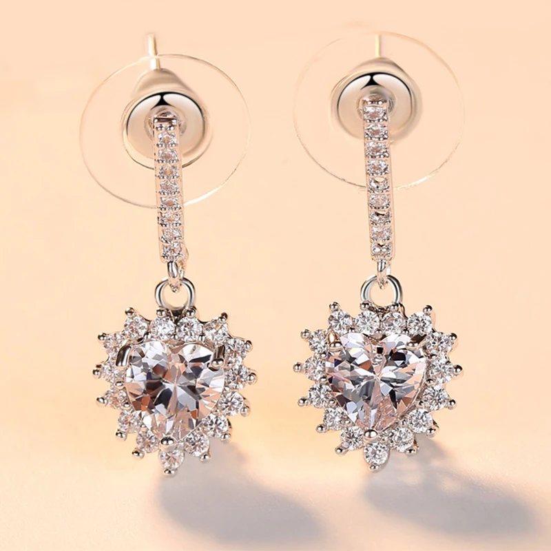BeiverJewelry, женские серьги, новинка, модные ювелирные украшения, розовые и белые серьги, вечерние, свадебные ювелирные изделия, блестящие серебряные серьги