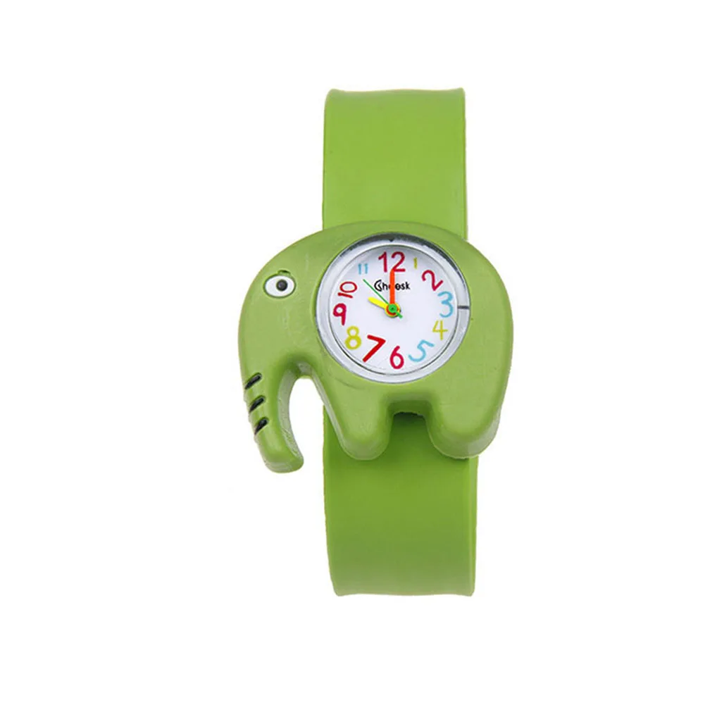 Droppshiping 1 Pcs Children Kids Wrist Quartz Watch Silicone Strap Cute Cartoon Style Fashion Birthday Gift J55 - Цвет: Elephant