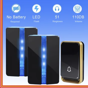 

Wireless Exhibit D'Water Campaign U.S. EU plugue Door Bell chime Intelligent button 1 Light EMISSING DIODO receiver