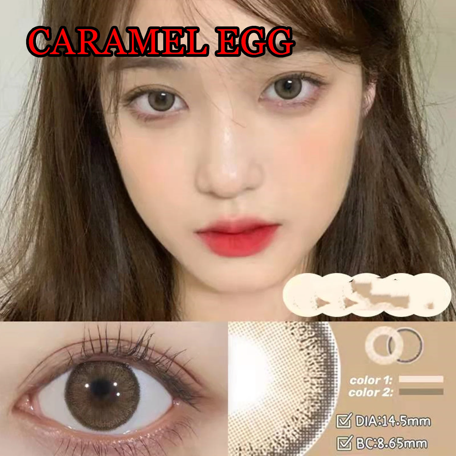 

14.50mm Contact Lenses with Prescription Eye Color 1 Year Use Women Men lentes de contacto Caramel Egg