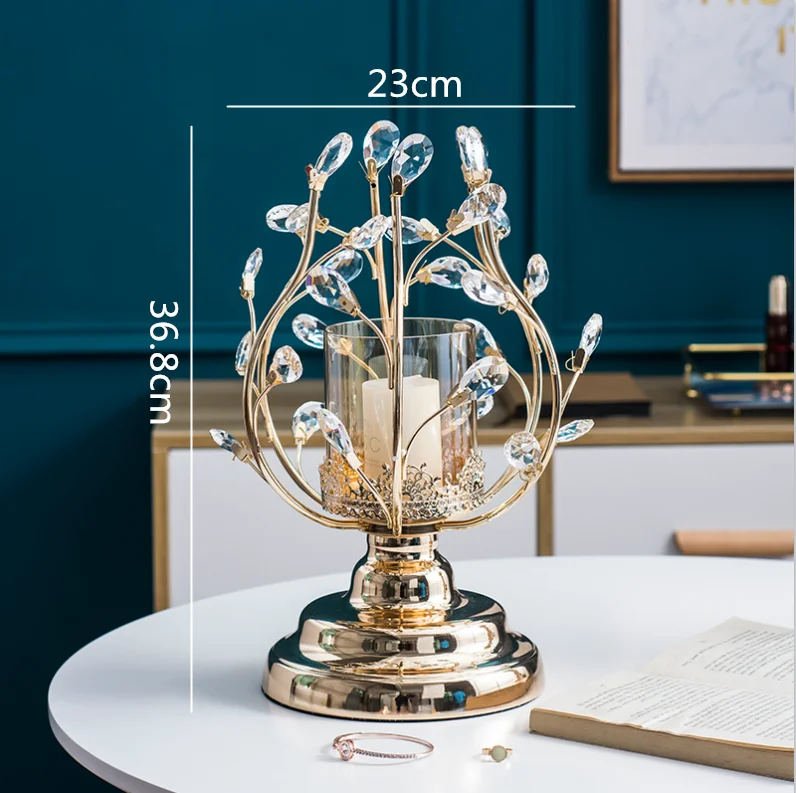 Креативный металлический золотой подсвечник кристалл кулон современные декоративные для дома украшения настольные аксессуары для украшения - Цвет: 23x36.8cm