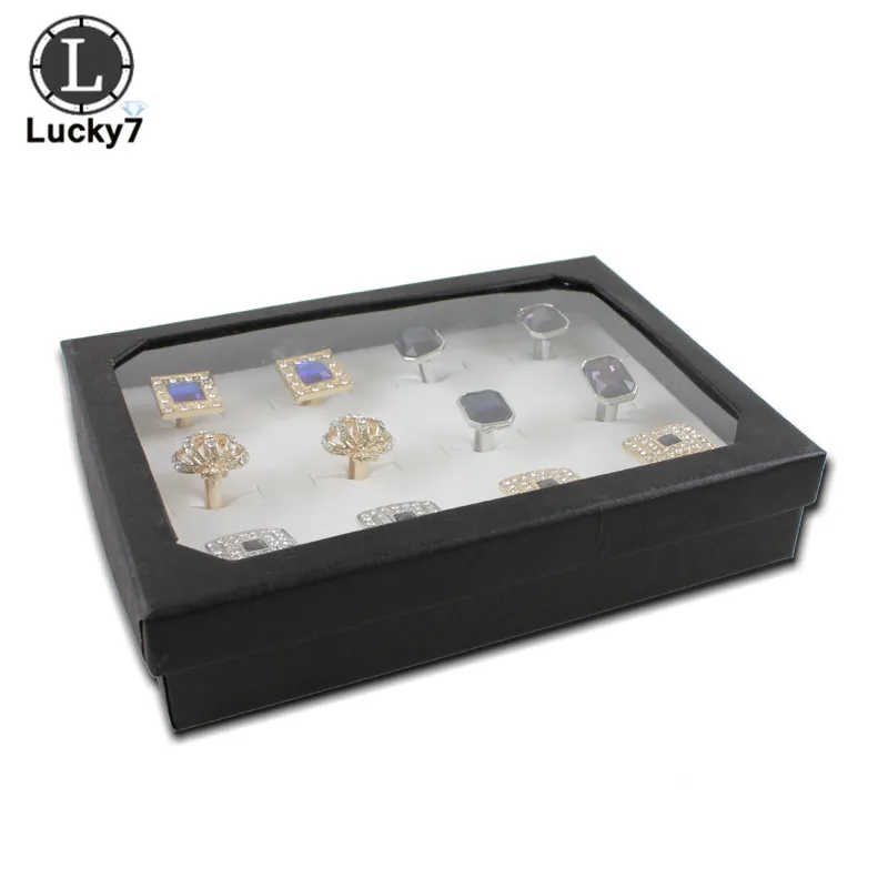 Glass Top Lid 36 Blue Cufflink Cufflinks Showcase Jewelry Display Case