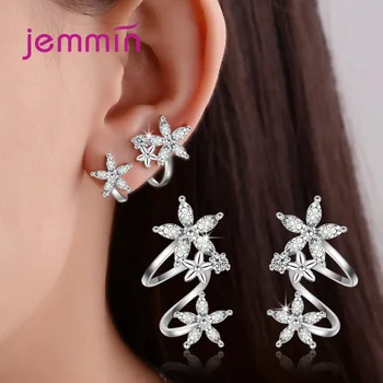 

Boutique Women 925 Sterling Silver Cubic Zirconia Clip Earrings Whitout Piercing Ear Rings Ear Cuff Flower Jewelry For Wedding