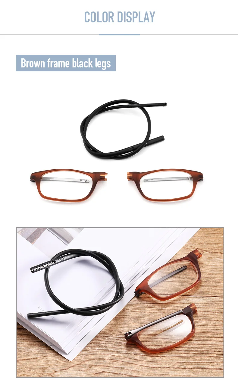 

Portable hanging neck reading glasses are suitable for men and women's telescopic magnetite glasses with high-grade TR material