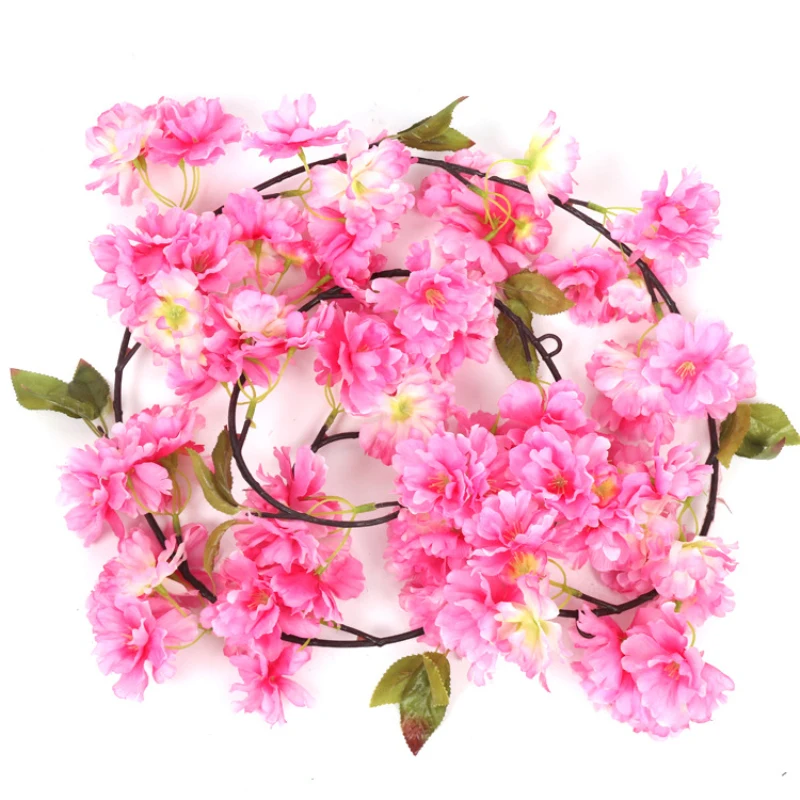 180 см шелк Сакура вишня Цветущая лоза свадебное украшение арки макет домашний вечерние на стену, из ротанга венок искусственные цветы