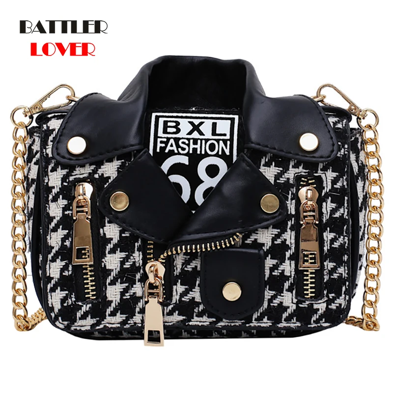 European Fashion Famous Brand Designer Motorcycle Bags Luxury Jacket Shape Shoulder Messenger Bag PU Leather Luxury Handbag Sac