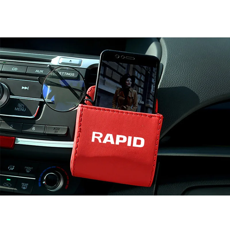 Автомобильный карман-органайзер на вентиляционное отверстие для Skoda RAPID, сумка-контейнер, автомобильный держатель для мобильного телефона
