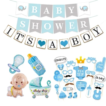 

Baby Shower Party Decoration It Is A Boy Banner Ho baby Balloon Mommy To Be Sash Daddy to be Badge Decortion ww02