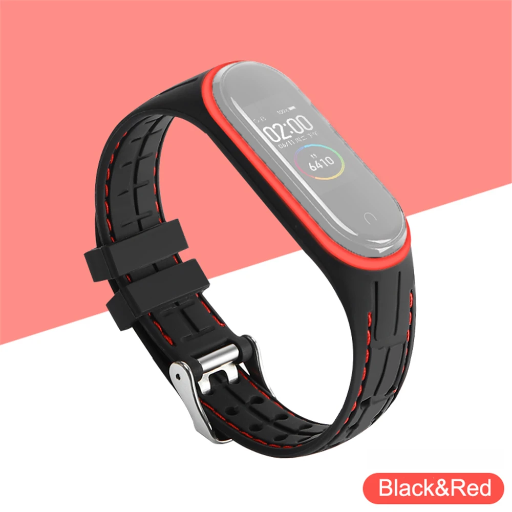 black red Новые Мягкие браслет для Xiaomi mi группа 4 ремешок силиконовый ремешок на запястье для mi Группа 4/3 аксессуары mi Группа 4 nfc Сменный ремешок - Цвет: black red