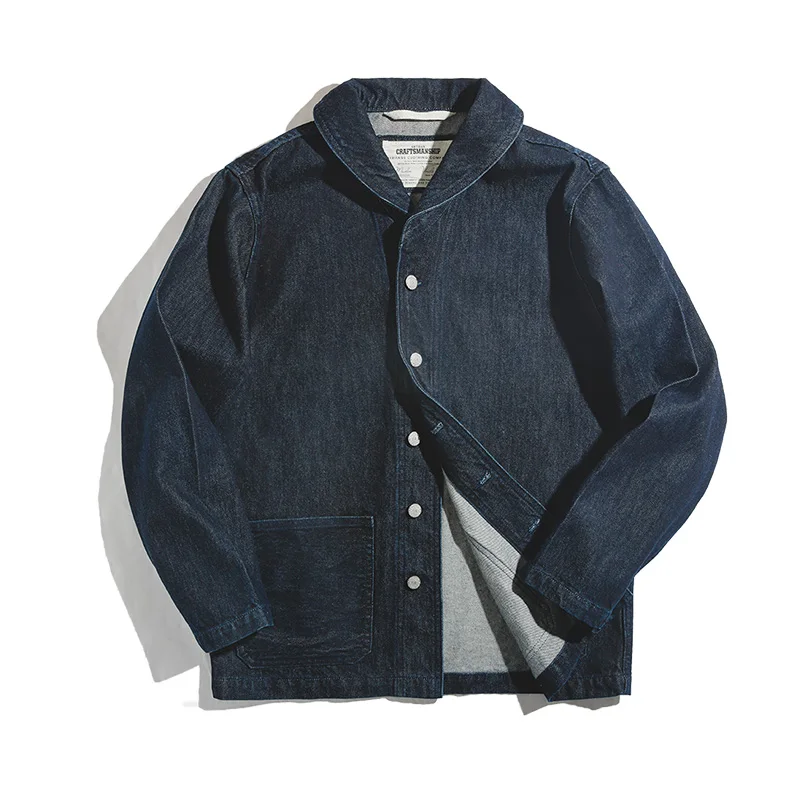 Denim color Maden мужская повседневная Потертая джинсовая куртка винтажная синяя джинсовая куртка мужская - Цвет: Denim color