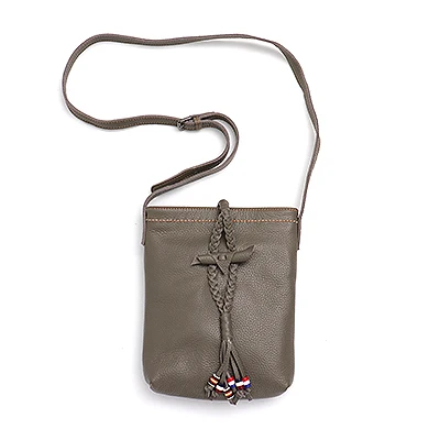 SC повседневные сумки с боковой строчкой, женские сумки на молнии, маленькие, из натуральной кожи, тканые, украшенные бисером, в ретро стиле, сумка через плечо, женская сумка - Цвет: GRAY