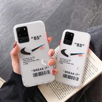 

Frosted Transparent OFF Black White Case For Samsung Galaxy Note10 S20 Plus Note 9 Note 8 S20 Ultra S11 S9 S8 Plus Soft Cover
