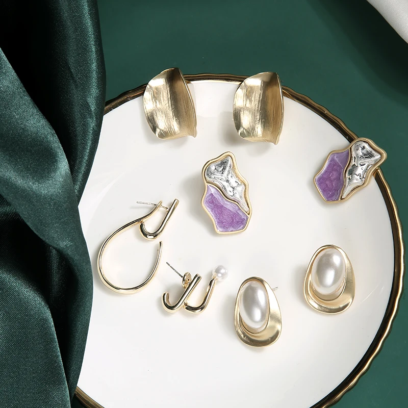 Новые винтажные серьги гвоздики неправильной длины с искусственным жемчугом для