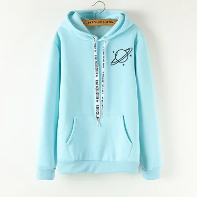 Sky blue Брендовые женские толстовки, Женская толстовка с капюшоном и длинным рукавом, спортивный костюм с принтом вселенной, осеннее пальто, повседневная спортивная одежда - Цвет: Sky blue