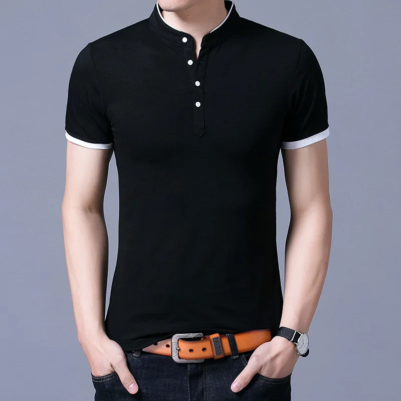 

Mrmt 2023 Brand Men's Polo T Shirts Young Men's Short Sleeve T-Shirt Men's Stand Collar Solid Color 95 Cotton Slim T-Shirt