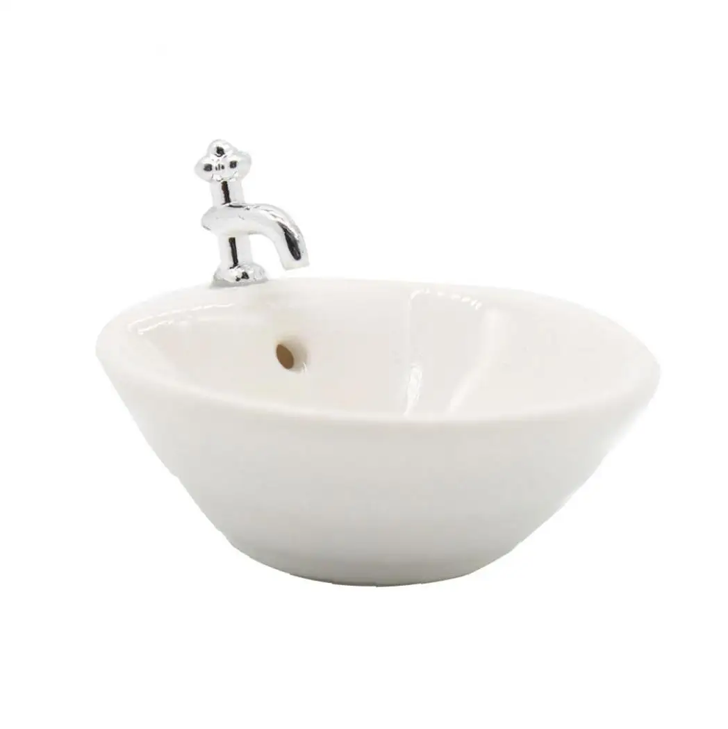 Круглый кукольный домик раковина для ванной комнаты 1:12 миниатюрный керамический