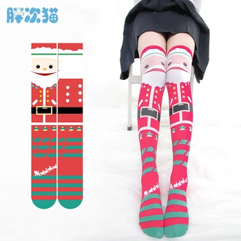 

Princess sweet lolita stockings Original Christmas print stockings velvet print over knee thigh stockings LHCP021