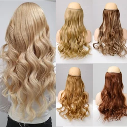 MANWEI 24Inches Wavy Hair Halo Hair Extensions No Clip In Natural Hidden Secret False Hair Piece Fiber Synthetic Wig