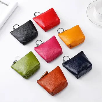 

Brand Lady's Mini Genuine Leather Coin Purse Men High Capacity Car Key Holder Wallet Key Hanging Small Purses for Women