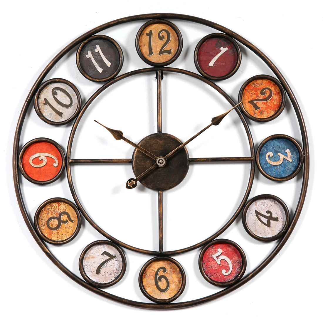 60cm 24 Inches Retro Style Wall Clock Household Bedroom Iron Art Clock