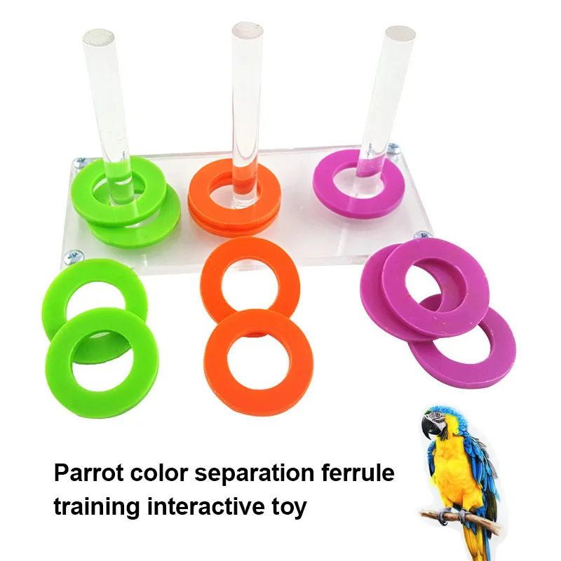 

Parrot Rings Game Acrylic Parrot Toy Learning Game for African Grey Macaw OCT998