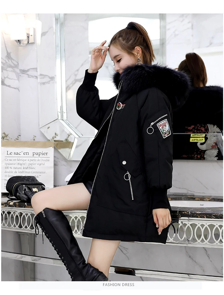 To film in the new long down jacket female winter heavy hair get ins bread cotton-padded jacket coat Korean students